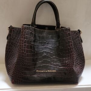 Dooney & Bourke Croc-Embossed Dark Bordeaux Shoulder Bag